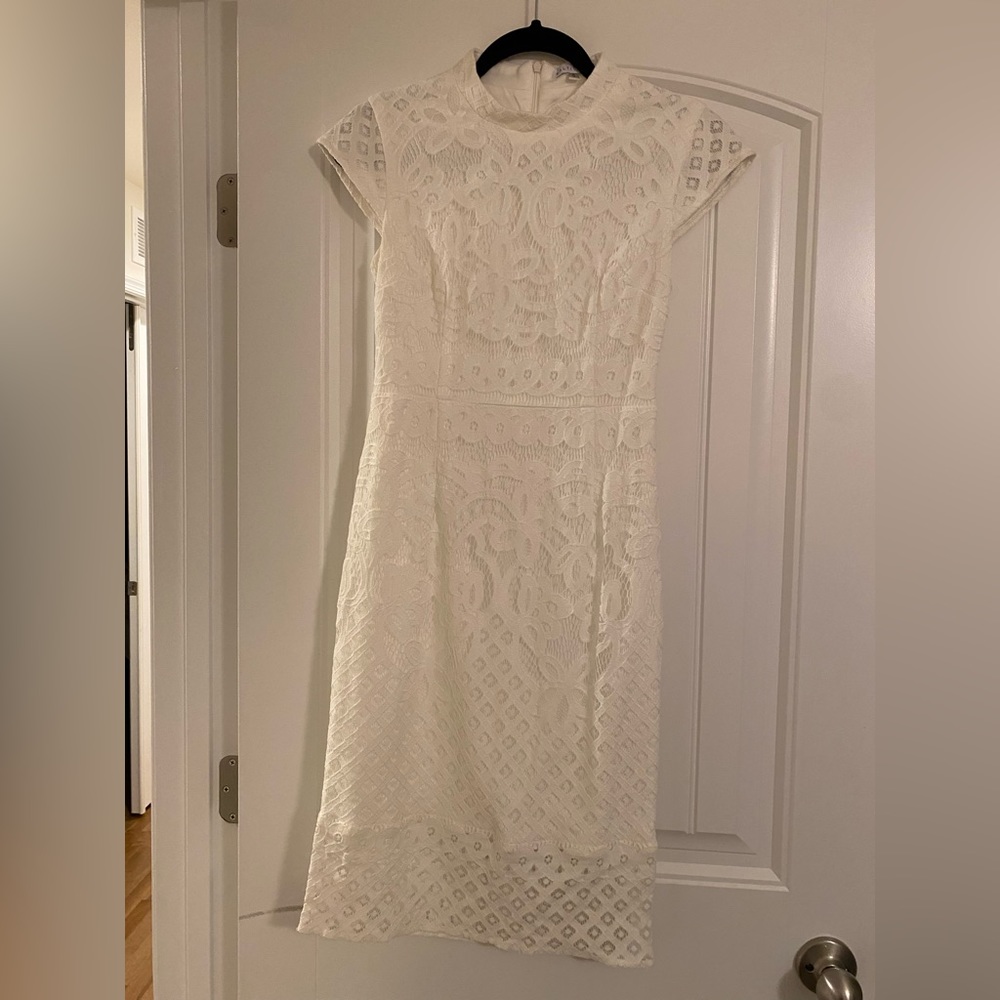 Baltic Born White Midi Lace Dress